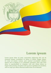 Flag of Colombia. Republic of Colombia. Template for award design, an official document with the flag of Colombia. Bright, colorful vector illustration.