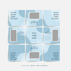 social media puzzle frame grid post template for fashion sale promotion Premium Vector