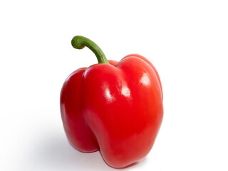 red fresh juicy bell pepper on a white background