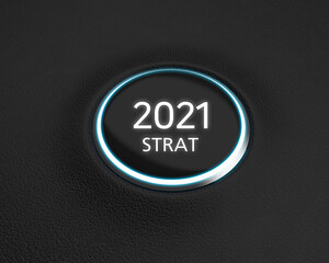 Year 2021 Start, Two Thousand and Twenty One Car Start Button Concept.