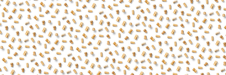 wine corks background on a white backlit background. wine background with corks and corkscrew for...