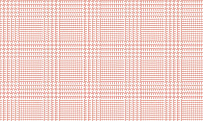 Pastel Pink Glen Plaid Seamless Vector Pattern. 5x5 Houndstooth Check. Trendy High Fashion Print.  Prince of Wales Check. Traditional Scottish Fabric. Pixel Perfect Repeating Tile Swatch Included. - obrazy, fototapety, plakaty