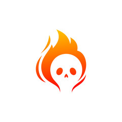 fire skull logo design template
