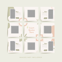 social media puzzle frame grid post template for fashion sale promotion Premium Vector