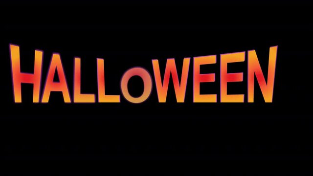 Text animation - HALLOWEEN. 2 options with crosses . Background is transparent, alpha channel. The colors of horror. Concept - overlay for  holiday Halloween.