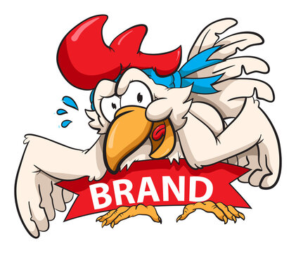 cartoon hungry chicken logo, very cute cartoon characters