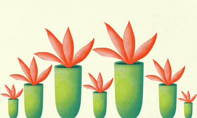 pink cactus in a green pot framing for wall