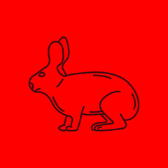 Rabbit, Bunny Outline and logo design template for website and printed
