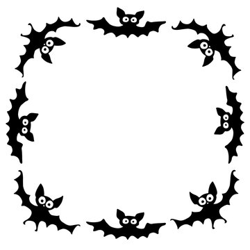 Frame with bats. Happy Halloween. Border, background for greeting card, invitation, party poster