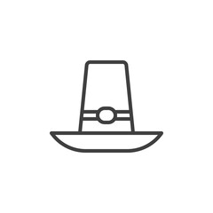 Thanksgiving hat line icon. linear style sign for mobile concept and web design. Pilgrim hat outline vector icon. Symbol, logo illustration. Vector graphics