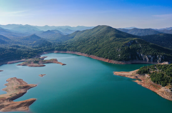 Kru&scaron;čica lake is the accumulation lake that was built by damming Lika river. It has eighty-meter-high dam and on the bottom of the lake in its depths lies a sunken village and the church of St. Eliah