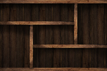 Blank Wooden book Shelf background.