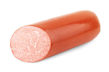 Italian sausage. Tasty dried sausage, close-up, isolated on white background. © vadarshop