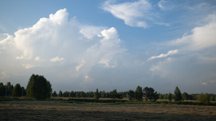 Cloudy sky over farmland