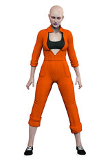 Urban Fantasy Prison Woman, 3D Rendering, 3D Illustration
