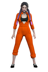 Urban Fantasy Prison Woman, 3D Rendering, 3D Illustration
