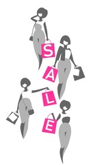 Pretty fashion shopping girls with bags