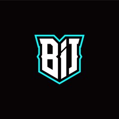 B I initial letter design with modern shield style