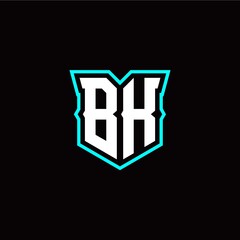 B K initial letter design with modern shield style