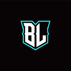 B L initial letter design with modern shield style