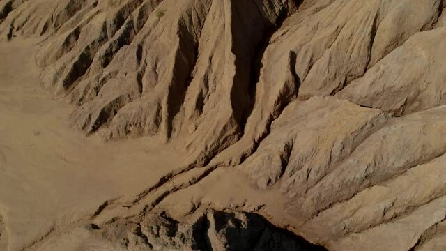 Aerial View On Rocks In Semidesert, Geological And Geophysical Review, Lifeless Desert