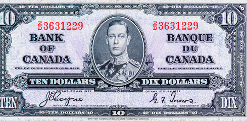 King George VI, Canada10 Dobras 1937 Banknotes