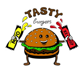 cartoon style hamburger illustration