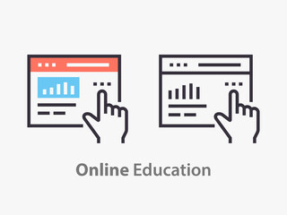 Online education icon line icon on white background.