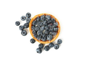 Tasty blueberry pie isolated on white background
