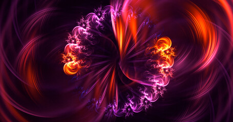3D rendering abstract multicolor fractal light background