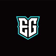 E G initial letter design with modern shield style