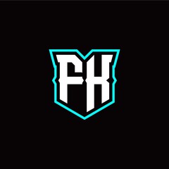 F K initial letter design with modern shield style
