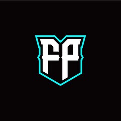 F P initial letter design with modern shield style