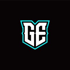 G E initial letter design with modern shield style
