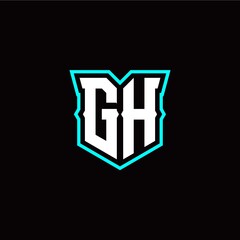 G H initial letter design with modern shield style