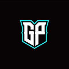 G P initial letter design with modern shield style