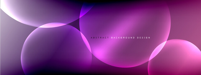 Vector abstract background liquid bubble circles on fluid gradient with shadows and light effects. Shiny design templates for text