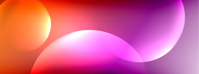 Vector abstract background liquid bubble circles on fluid gradient with shadows and light effects. Shiny design templates for text