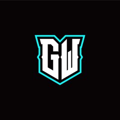 G W initial letter design with modern shield style