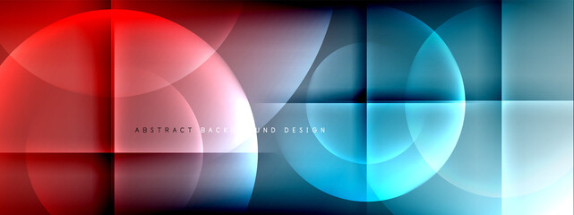 Vector abstract background - circle and cross on fluid gradient with shadows and light effects. Techno or business shiny design templates for text
