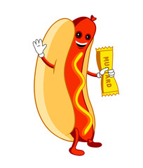 cartoon style hot dog illustration