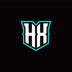 H X initial letter design with modern shield style