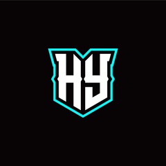 H Y initial letter design with modern shield style