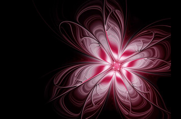Abstract fractal cherry flower on black background