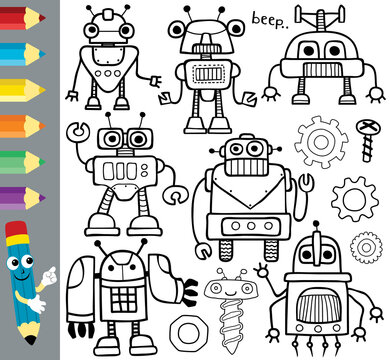 coloring book with robots cartoon