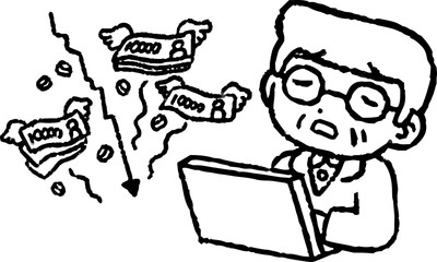 Monochrome Old man losing money on investment