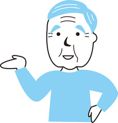 Obraz premium シニア男性 どうぞ バストアップ 2色