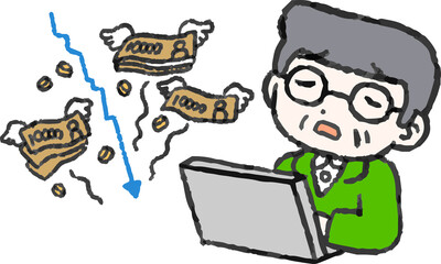 Caucasian Old man losing money on investment