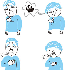 シニア夫婦　心配と安心　バスとアップ　2色