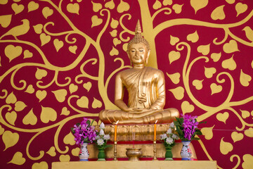 Thai Buddha set of altar table - closeup.